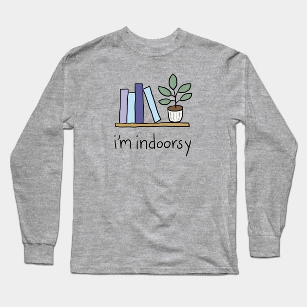 Bookshelf Indoorsy Long Sleeve T-Shirt by Christine Borst Creative Studio